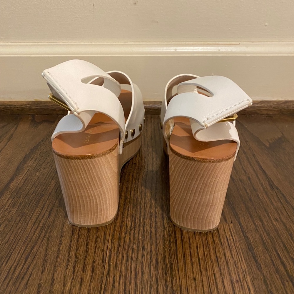 Celine White Leather Platform Sandals - Picture 5 of 10